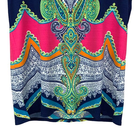 The Paragon Sleeveless Blouse Tunic Top Longer Length Blue Paisley Women’s M - Picture 4 of 8